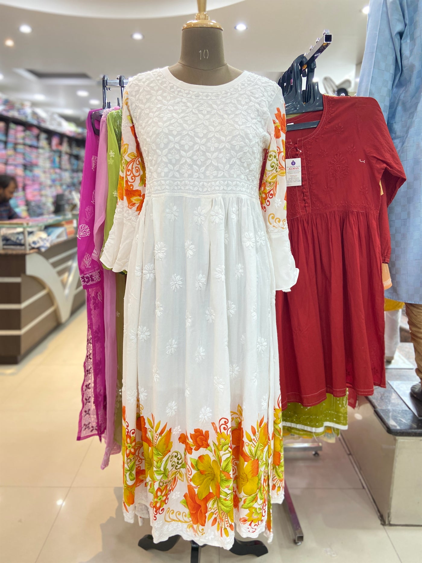 Shanaya Lucknowi Chikankari Rayon Printed Frock