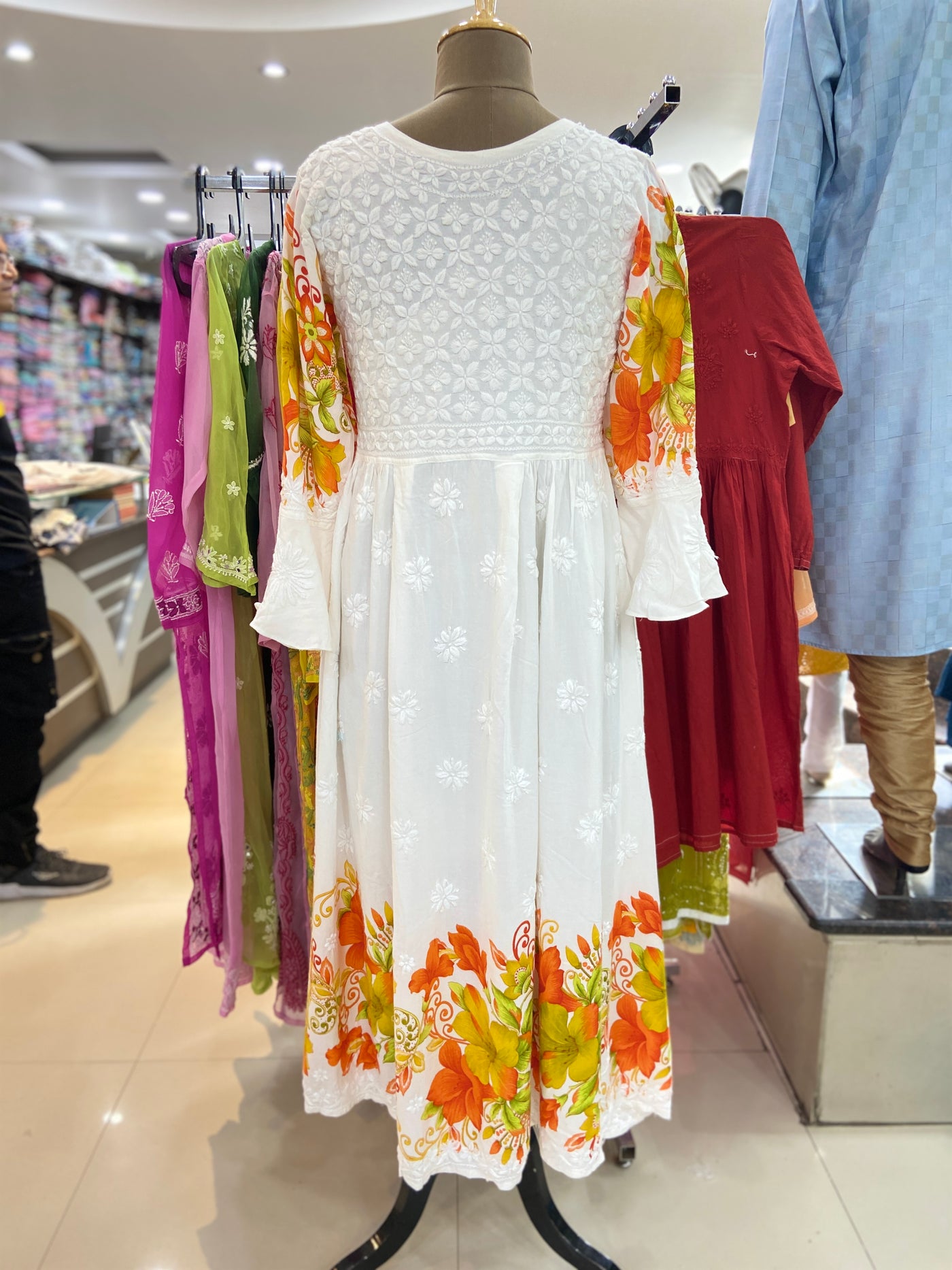 Shanaya Lucknowi Chikankari Rayon Printed Frock