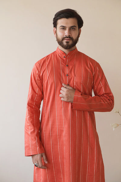 SHAHI LONG KURTA | BROWN - Almas Lifestyle