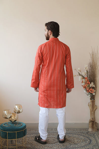 SHAHI LONG KURTA | BROWN - Almas Lifestyle