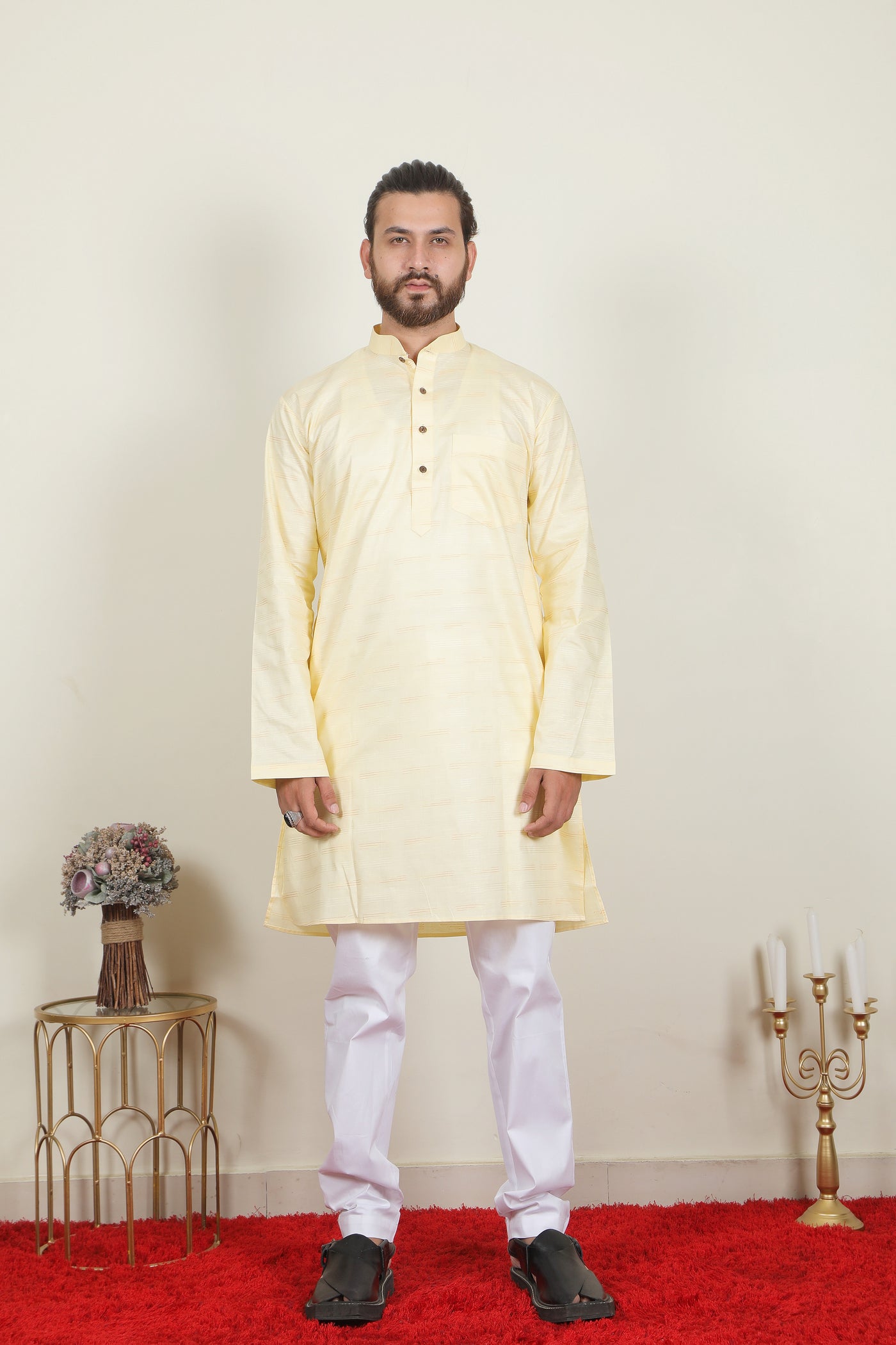 Shahi Kurta | Light Yellow - Almas Lifestyle