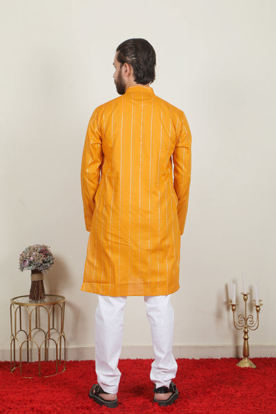 LONG SHAHI KURTA | Mustard - Almas Lifestyle