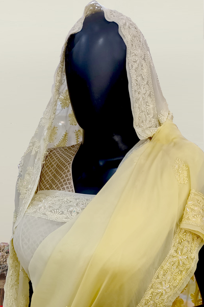 Pure Organza Chikankari Saree | Yellow