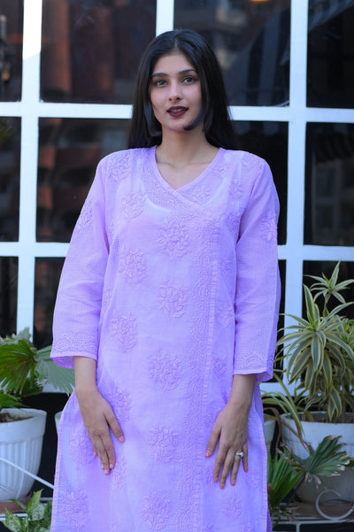 Almas Lifestyle Kota Kurti & Pant Set | Purple - Almas Lifestyle