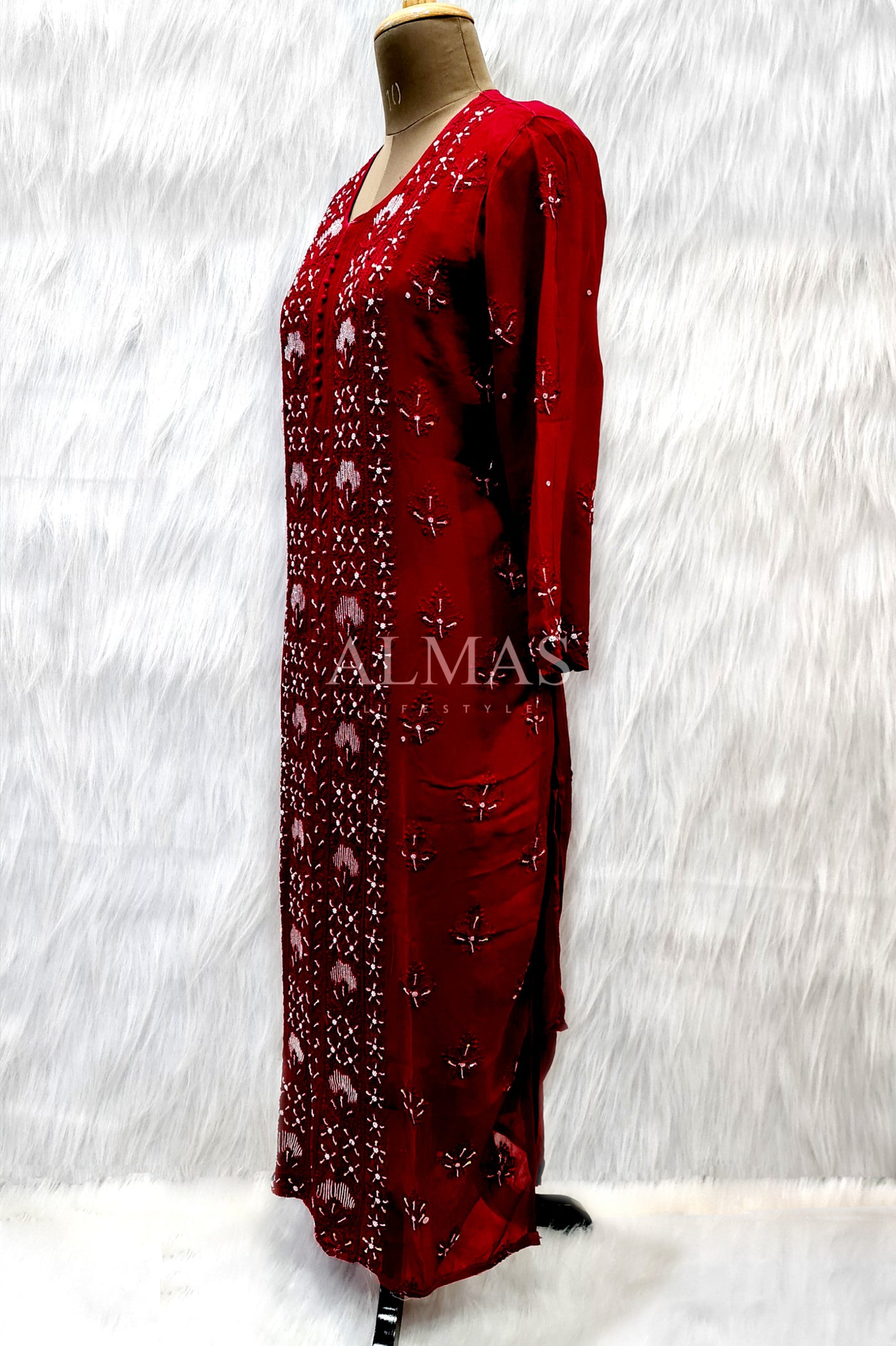 Emel Lucknowi Chikankari Viscose Panel Kurti