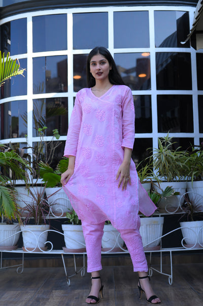 Almas Lifestyle Kota Kurti & Pant Set | Pink - Almas Lifestyle