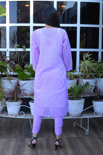 Almas Lifestyle Kota Kurti & Pant Set | Purple - Almas Lifestyle