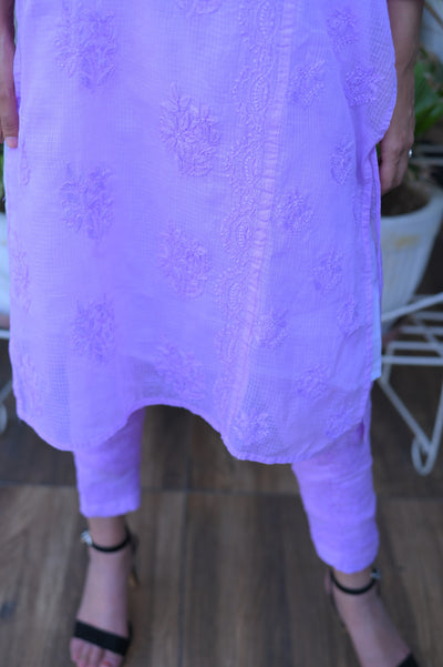 Almas Lifestyle Kota Kurti & Pant Set | Purple - Almas Lifestyle