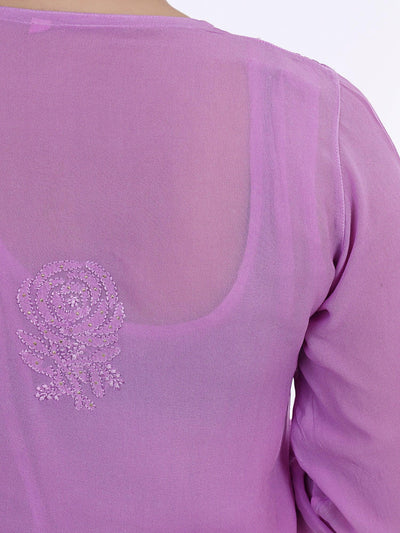 Lucknowi Chikankari Viscose Kurti | Lavendar - Almas Lifestyle